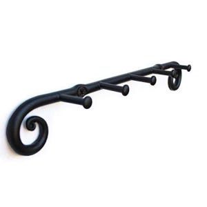 Fayesia Key Hooks - Blacksmith Handcrafted - Wrought Iron Key Holder for Wall (Black)