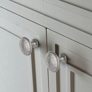 2 Pack Hand Forged Pewter Cabinet Knobs - Hammered Silver (30mm)