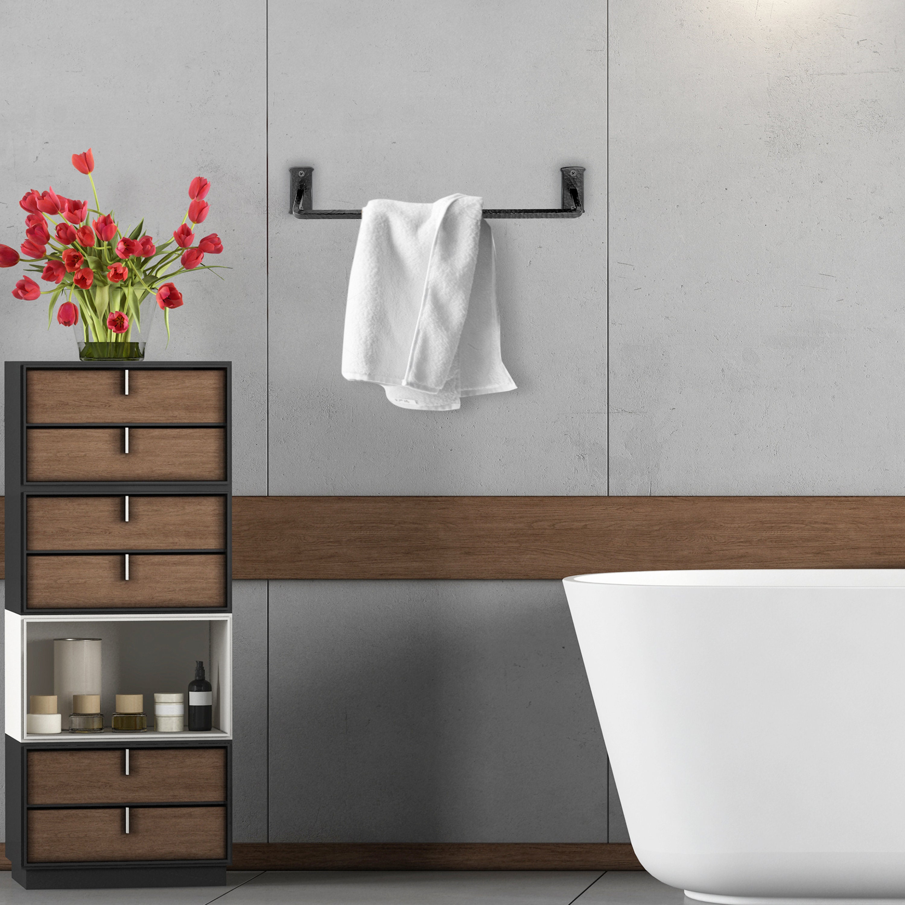 Blacksmith Handmade Towel Rail – Wrought Iron Wall Mounted - Suitable ...