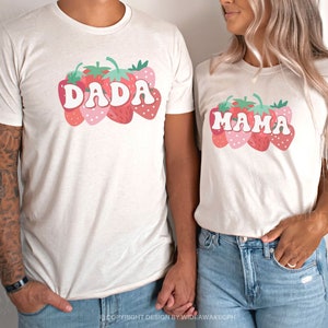 T-shirt assorti pour le premier anniversaire de la famille Berry, tenue aux fraises pour le 1er anniversaire de la première fête d'anniversaire, chemise fraise maman et moi maman papa