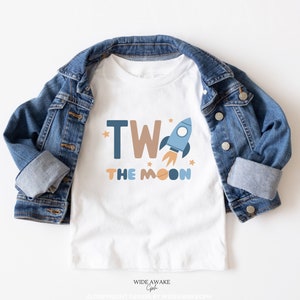 Two The Moon 2nd Birthday Matching Family Shirts, Outer Space Second Birthday Shirt, Mommy and Me T-shirts, Moon Birthday, Rocket Birthday