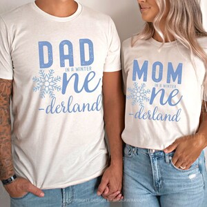 Winter ONEderland Family Matching 1st Birthday Shirts, Blue Winter Onederland First Girl Birthday Tshirt, Snowflake Mommy and Me Shirt