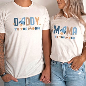 Two The Moon 2nd Birthday Matching Family Shirts, Outer Space Second Birthday Shirt, Mommy and Me T-shirts, Moon Birthday, Rocket Birthday