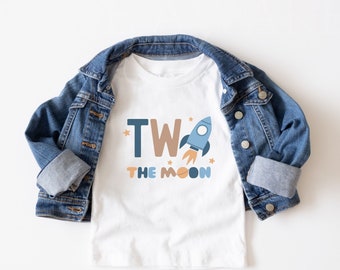 Two The Moon 2nd Birthday Shirt, Outer Space Family Matching T-shirts