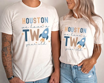 Houston We Have A Two Year Old Shirt, Outer Space Birthday, Matching Family T-Shirts