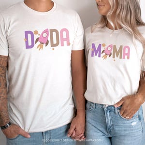Two The Moon 2nd Birthday Matching Family Shirts for an Outer Space and Rocket Second Birthday