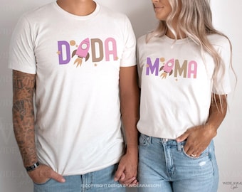 Two The Moon 2nd Birthday Matching Family Shirts for an Outer Space and Rocket Second Birthday