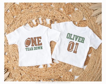 Football First Birthday  Family Matching Shirts, One Year Down Mama Daddy Football 1st Birthday Tshirts, Football Theme Birthday Outfit