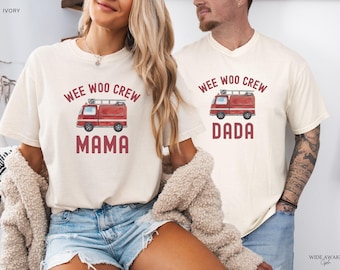 Fire Truck 2nd Birthday Family Matching Shirts, Wee Woo I'm 2 T-shirt, Comfort Colors® Adult T-Shirts