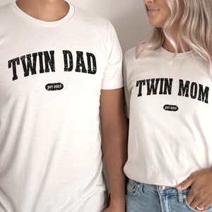 Twin Mom and Dad Est 2023 Shirts, Mothers Day and Fathers Day Twins Pregnancy Announcement Shirts, Expecting Twins Gift, . Fathers Day Gift