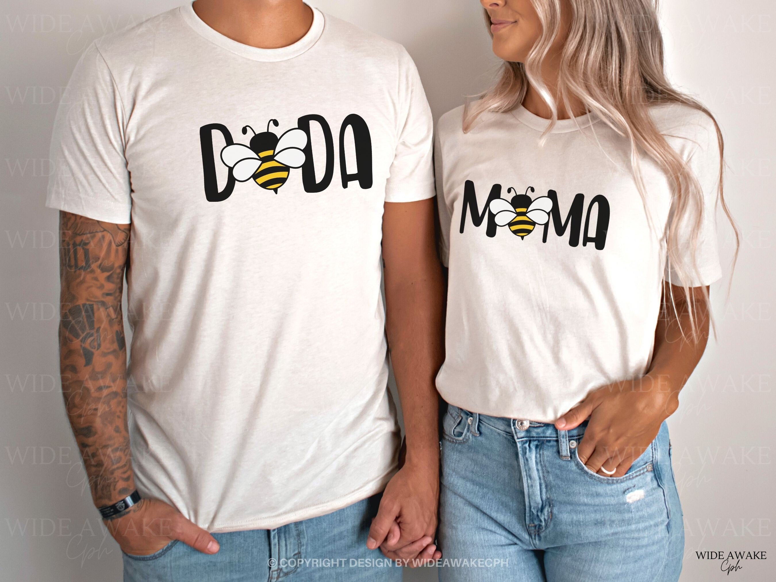 Bee First Birthday Shirts, Mommy Daddy Bee 1st Birthday T-shirts Bee Baby Shower Tees Bumble Bee Gender Reveal Couples Gift Tshirt Mama Dad