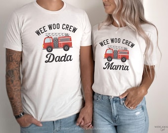 Fire Truck 2nd Birthday Family Matching Shirts, Wee Woo I'm 2 T-shirt