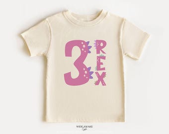 Three Rex Birthday Shirt, Dinosaur 3rd Birthday Party Tee