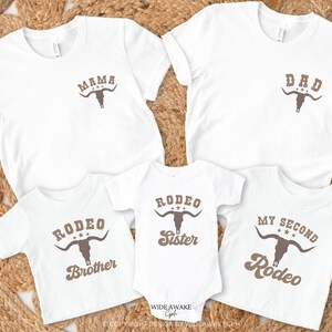 My Second Rodeo Birthday Family Matching Shirt, 2nd Rodeo Western Farm Theme Birthday Party Tshirt, Cowboy Cowgirl Bday Outfit Mama Daddy image 3