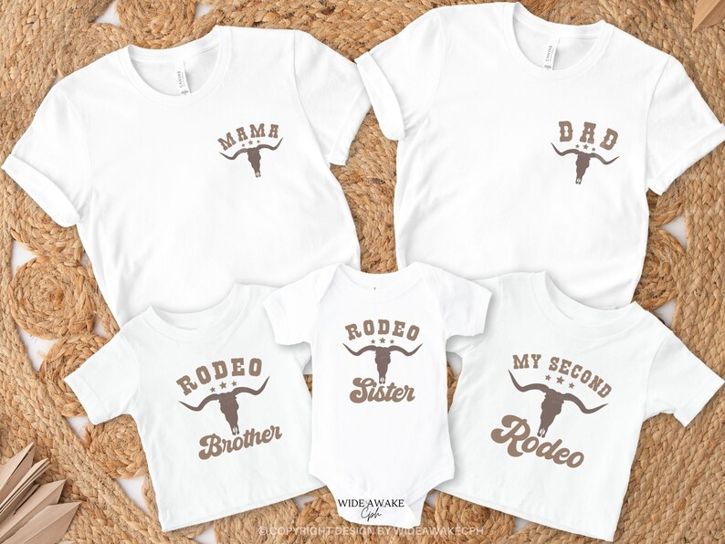 My Second Rodeo Birthday Family Matching Shirt, 2nd Rodeo Western Farm Theme Birthday Party Tshirt, Cowboy Cowgirl Bday Outfit Mama Daddy image 3