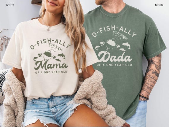 O-Fish-Ally One 1st Birthday Shirts, Fishing Family Matching First Birthday T-shirt, Green Monochrome Fish Tee, Comfort Colors®