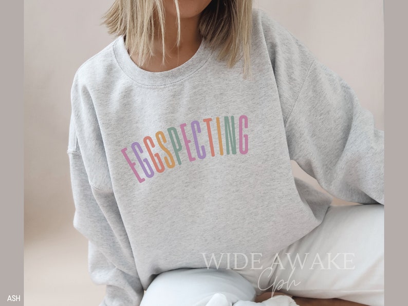 Spring Easter Pregnancy Announcement Sweatshirt, Eggspecting Shirt, Spring Baby Announce Surprise Pregnancy Shirt Easter Baby Reveal Shirt image 3