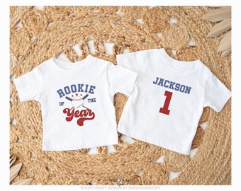 Rookie of the Year 1st Birthday Tshirts, Baseball First Birthday Family Matching Shirts