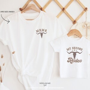 My Second Rodeo Birthday Family Matching Shirt, 2nd Rodeo Western Farm Theme Birthday Party Tshirt, Cowboy Cowgirl Bday Outfit Mama Daddy image 4