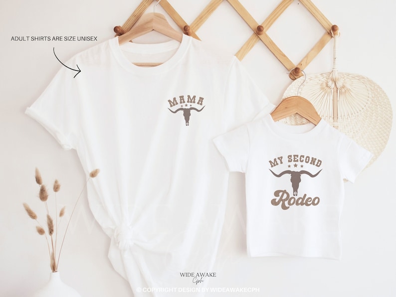 My Second Rodeo Birthday Family Matching Shirt, 2nd Rodeo Western Farm Theme Birthday Party Tshirt, Cowboy Cowgirl Bday Outfit Mama Daddy image 4