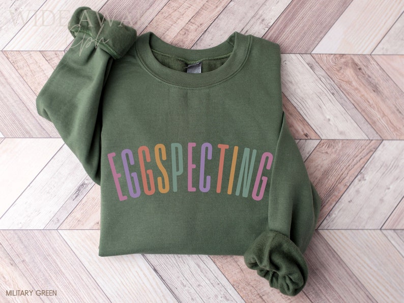 Spring Easter Pregnancy Announcement Sweatshirt, Eggspecting Shirt, Spring Baby Announce Surprise Pregnancy Shirt Easter Baby Reveal Shirt image 6