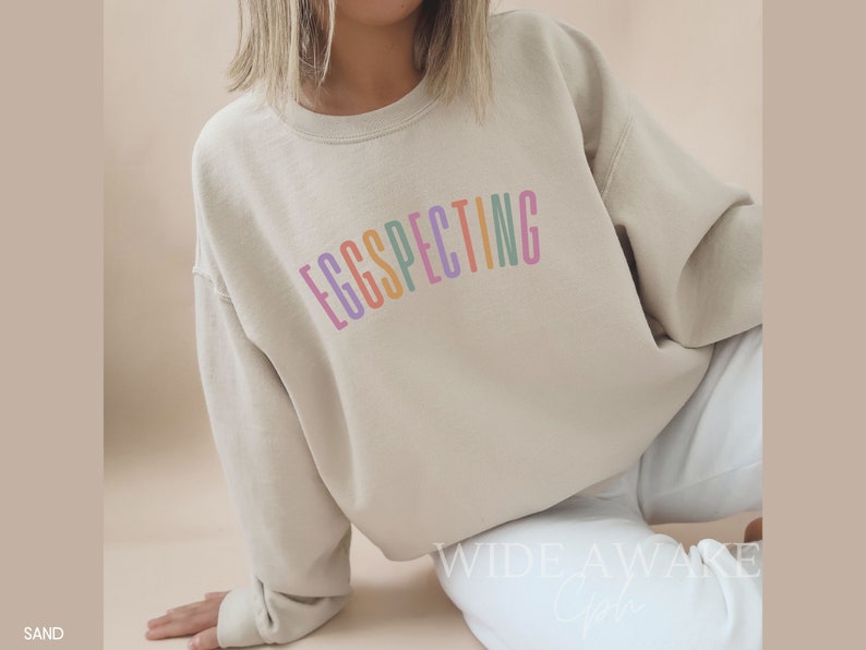 Spring Easter Pregnancy Announcement Sweatshirt, Eggspecting Shirt, Spring Baby Announce Surprise Pregnancy Shirt Easter Baby Reveal Shirt image 2