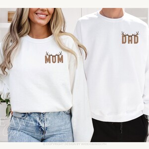 The Big One First Birthday Sweatshirts, Hunting Deer Family Matching Birthday Long Sleeve Crewneck, Bug Deer Antlers 1st Birthday Shirts