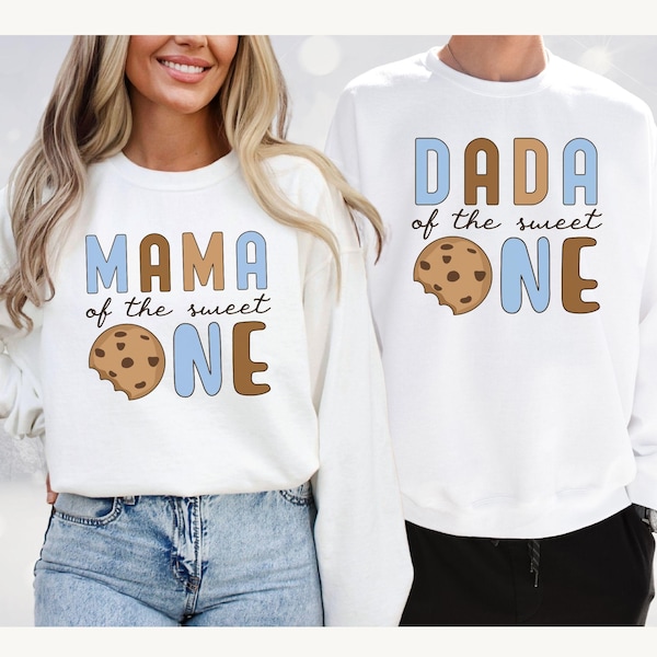 Cookies and Milk Sweet One 1st Birthday Party Sweatshirts, One Sweet Cookie Family Matching First Birthday Long- Sleeve Shirts