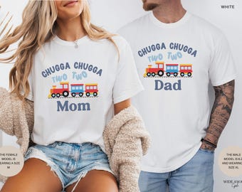 Chugga Chugga Two Two 2nd Birthday Family Matching Shirts, Train Second Birthday Party T-shirt, Comfort Colors®