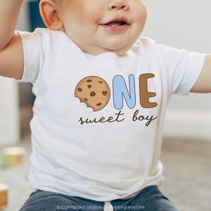 One Sweet Boy Cookies and Milk 1st Birthday Shirts, Sweet One Family Matching First Birthday Tshirt, Milk and Cookie Theme Birthday Tees