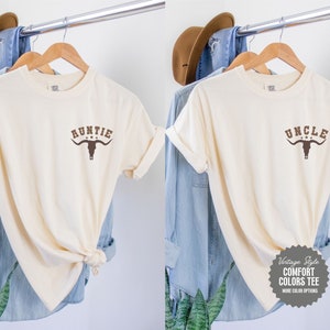 Western Auntie and Uncle Comfort Colors® Shirt, Rodeo Aunt Tshirt, Cowboy Boots Aunt Tee, Texas Howdy Aunt to Be Gift Aunt Christmas Gift