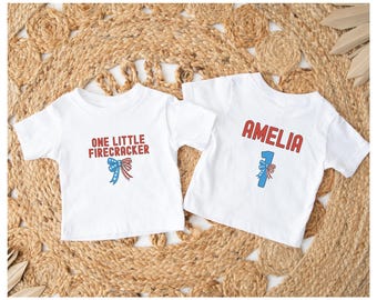 4th of July First Birthday Matching Family T-Shirts, One Little Firecracker Shirt, Comfort Colors®