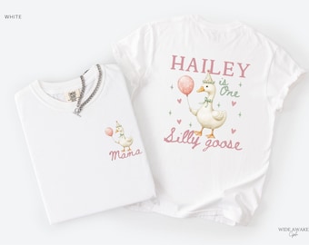 One Silly Goose 1st Birthday Family Matching Shirts, Goose First Birthday T-shirt, Mama of the Silly One, Pink and Green Goose Theme Party