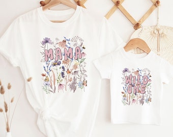 Boho Wild One Wildflower 1st Birthday Girl Shirts for Family, Shes a Wild One Theme Tshirt, Dad of the Wild One, The Wild One First