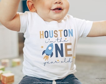 Houston We Have A One Year Old First Birthday Matching Family Shirts, Outer Space 1st Birthday Shirt