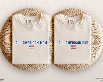 4th of July Matching Family T-Shirts, All American Mom, Dad, Boy, Girl Shirts, Comfort Colors® Adult Shirts