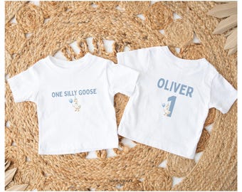 One Silly Goose 1st Birthday Family Matching Shirts, Goose First Birthday T-shirt, Mama of the Silly One, Blue Goose Theme Party