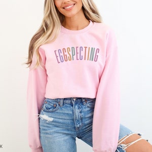 Spring Easter Pregnancy Announcement Sweatshirt, Eggspecting Shirt, Spring Baby Announce Surprise Pregnancy Shirt Easter Baby Reveal Shirt image 5