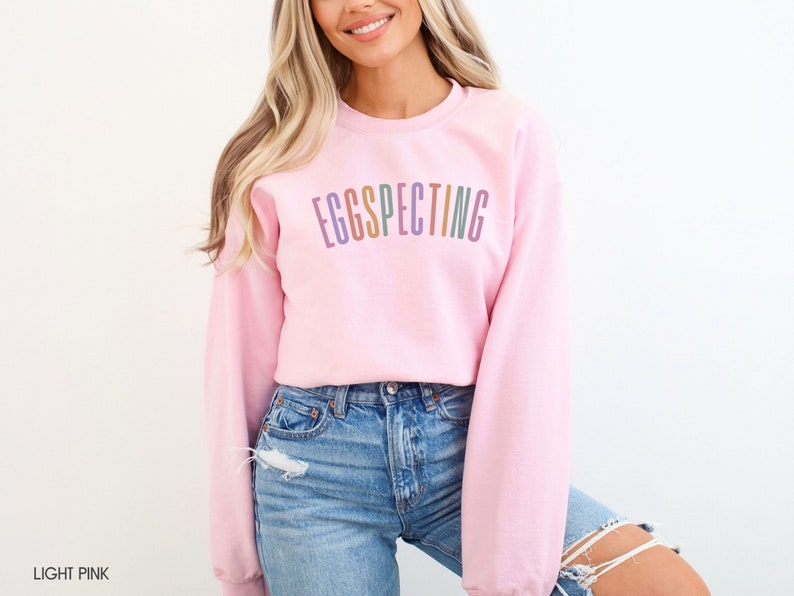 Spring Easter Pregnancy Announcement Sweatshirt, Eggspecting Shirt, Spring Baby Announce Surprise Pregnancy Shirt Easter Baby Reveal Shirt image 5