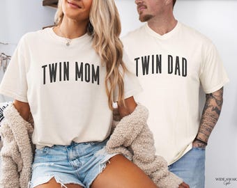 Twin Mom/Dad Shirt, Comfort Colors®, Pregnancy Announcement Gift