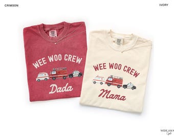 Fire Truck 2nd Birthday Family Matching Shirts, Wee Woo I'm 2 T-shirt, Comfort Colors® Adult T-Shirts