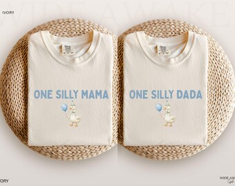 One Silly Goose 1st Birthday Family Matching Shirts, Goose First Birthday T-shirt, Mama of the Silly One, Blue Goose Theme Party