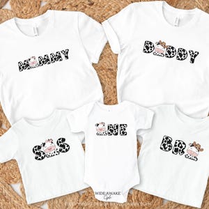 Cow Theme First Birthday Shirts, Holy Cow Family Matching 1st Birthday Tee, Boho Farm Birthday, Cow Outfit First Birthday T-shirt, Mommy Me