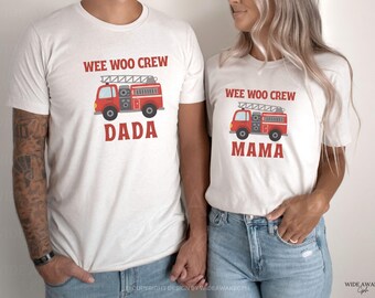Fire Truck 2nd Birthday Family Matching Shirts, Wee Woo I'm 2 T-shirt