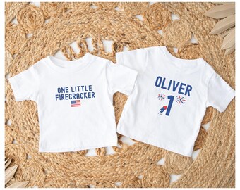4th of July Birthday Matching Family T-Shirts, All American Mama and Dada Shirts, One Little Firecracker Outfit, Comfort Colors®