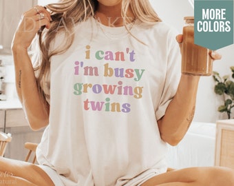 Twins Spring Summer Pregnancy Announcement Shirt, Expecting Twins Pregnancy Announcement Tshirt, Twin Mom To Be Twins Baby Reveal Tee