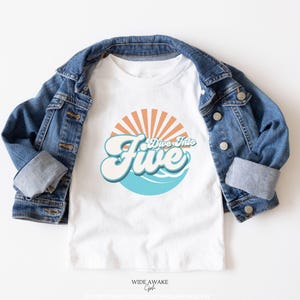 Dive into Five 5th Birthday Shirts, Surfing Theme Fifth Birthday Tshirt, Ocean Wave Family Matching Surfer Shirt