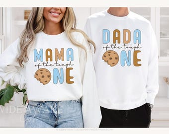 One Tough Cookie 1st Birthday Sweatshirts, Cookies and Milk 1st Birthday Family Matching Birthday Long- Sleeve Crewneck Shirts
