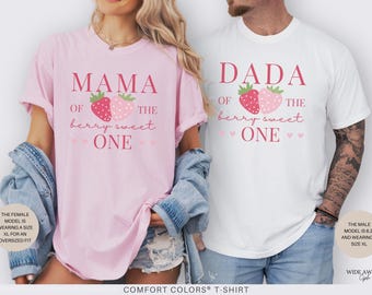 Berry First Birthday Family Matching T-shirt Strawberry 1st Birthday Outfit First Birthday Party Mommy and Me Mama Daddy Strawberry Shirt