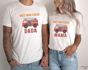 Fire Truck 2nd Birthday Family Matching Shirts, Wee Woo I'm 2 T-shirt